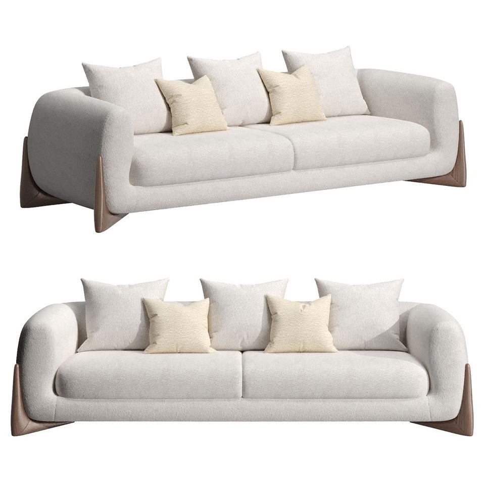 Arden Rounded-Track Bouclé 3-Seater Sofa (2100mm) - (NO)