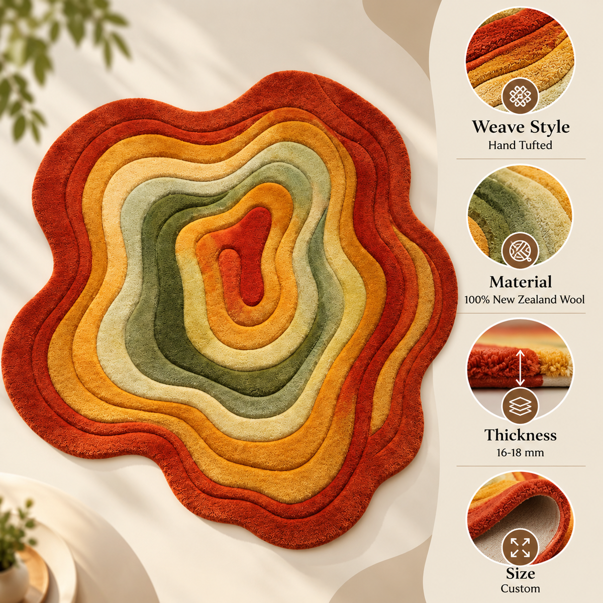 Autumn Contour Rug | Layered Organic Contour Pattern (GG)
