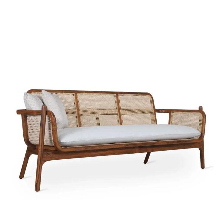 Ceylon Woven Cane & Wood Daybed 2-Seater Sofa (1500mm) - (NO)