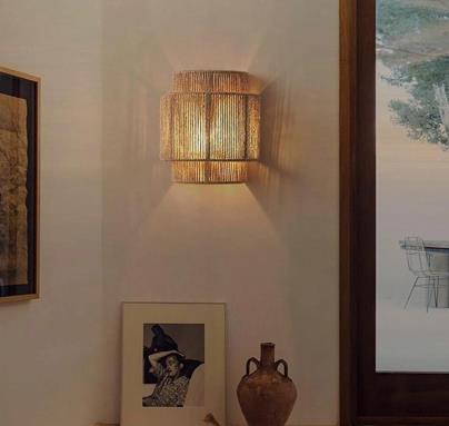 Jute & Natural Fiber Wall Lamp Shade L30cm x W30cm x H40cm (D)