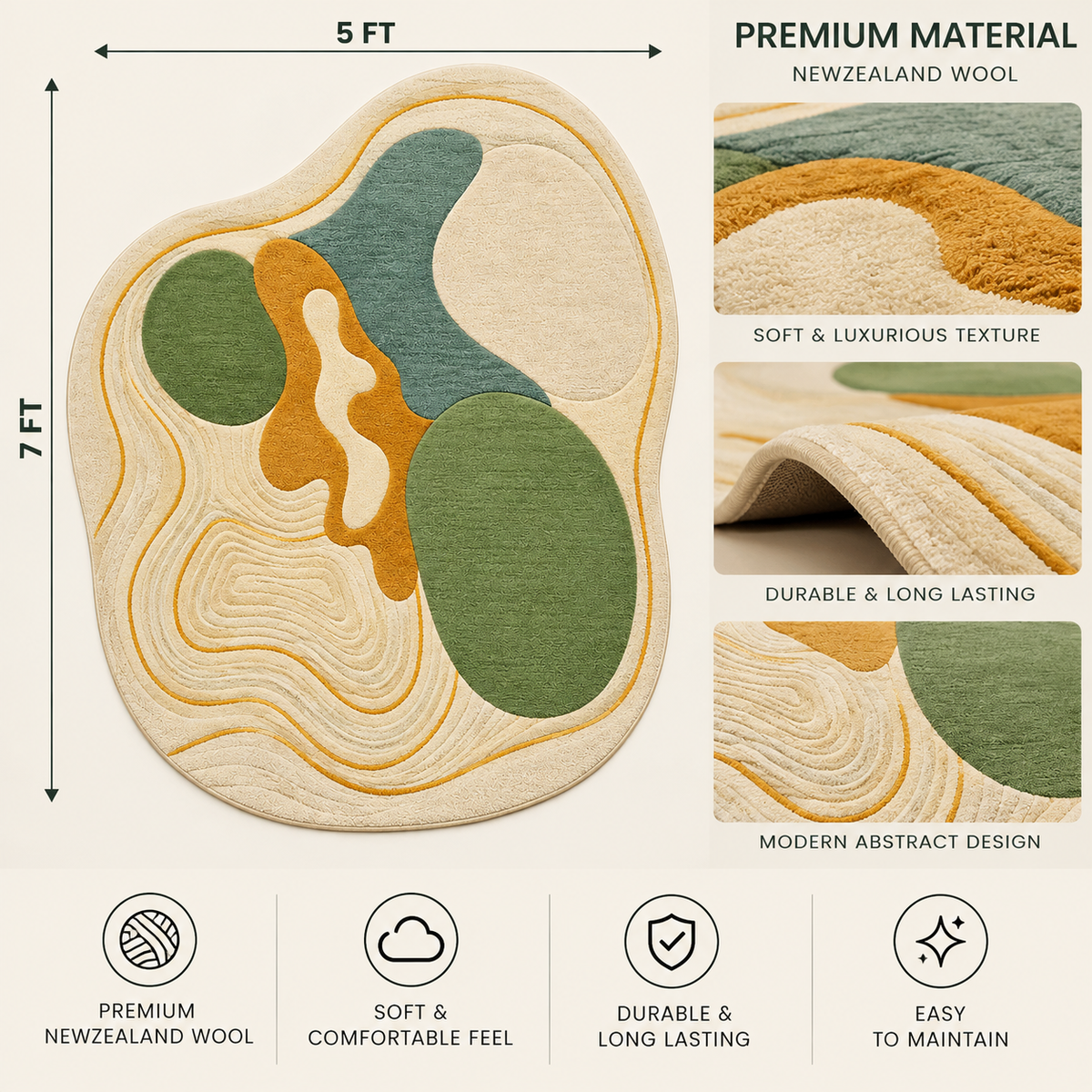 Organic Contour New Zealand Wool Rug (GG)
