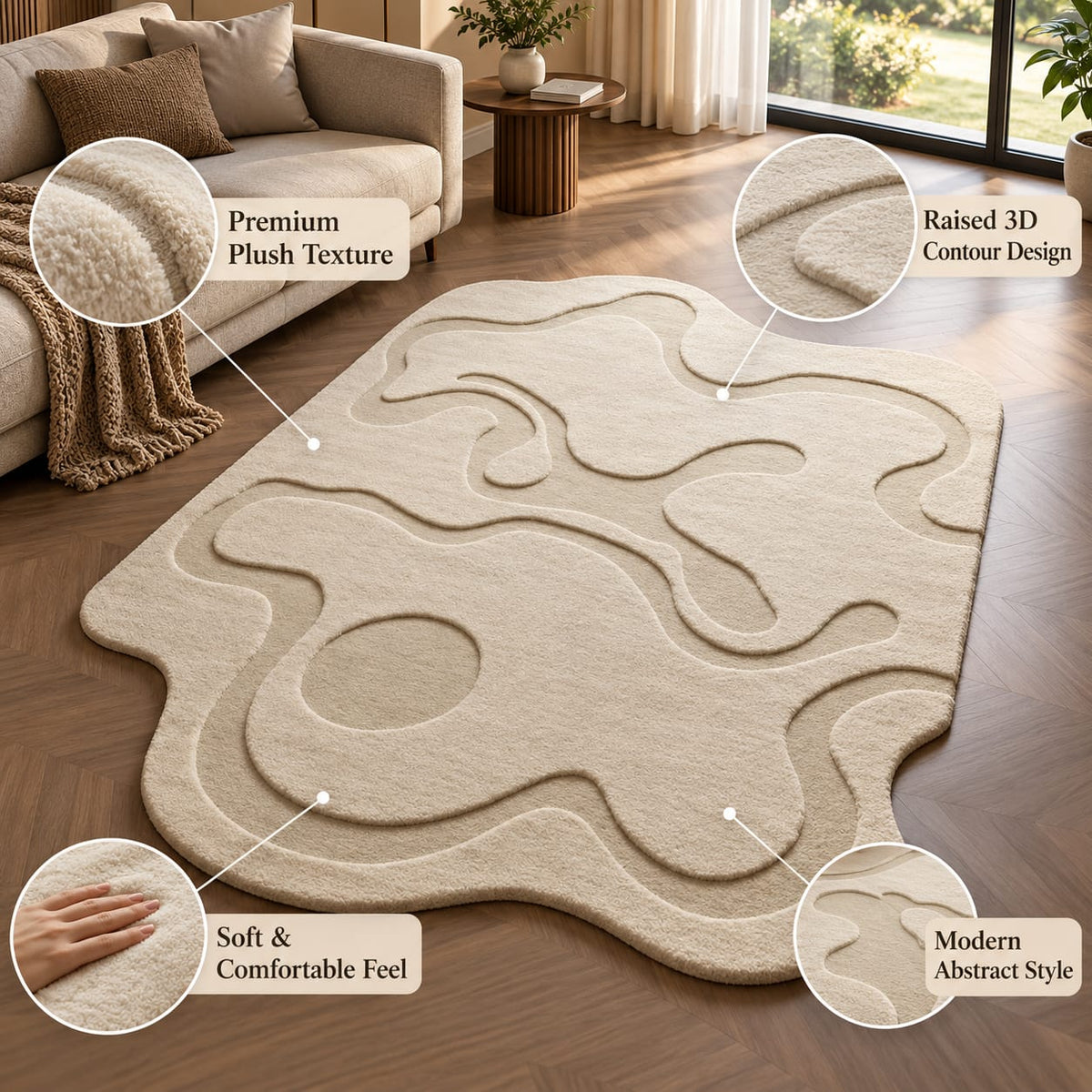 Organic Contour Rug | Flowing Sculptural Contour Patterns with Layered Organic Shapes (GG)