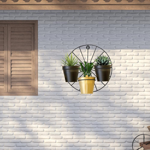 Matte Black Wheel Hanging Planter - 13.7 Inches (MVS)