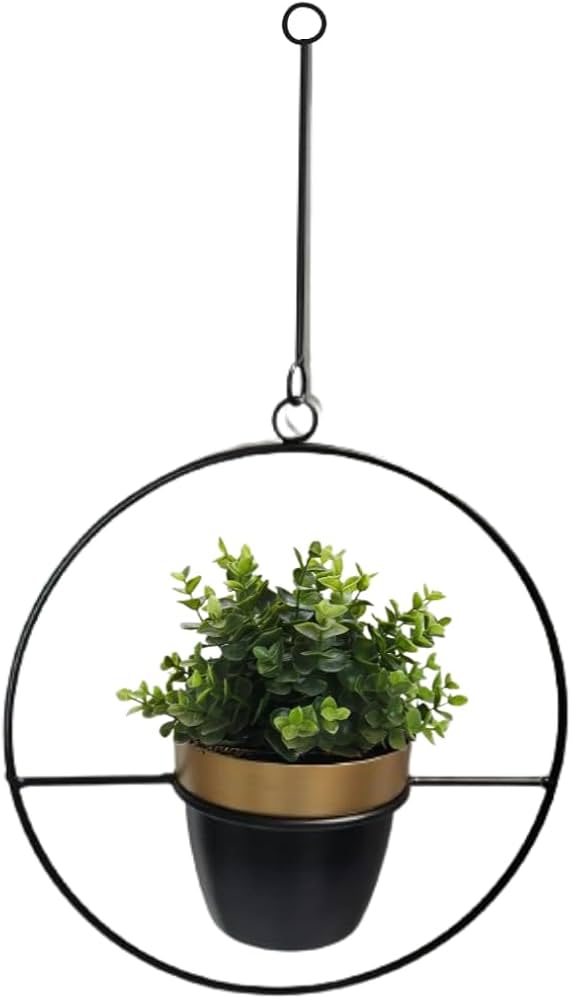 Black Orbital Frame Metal Planter - 11 Inch (MVS)