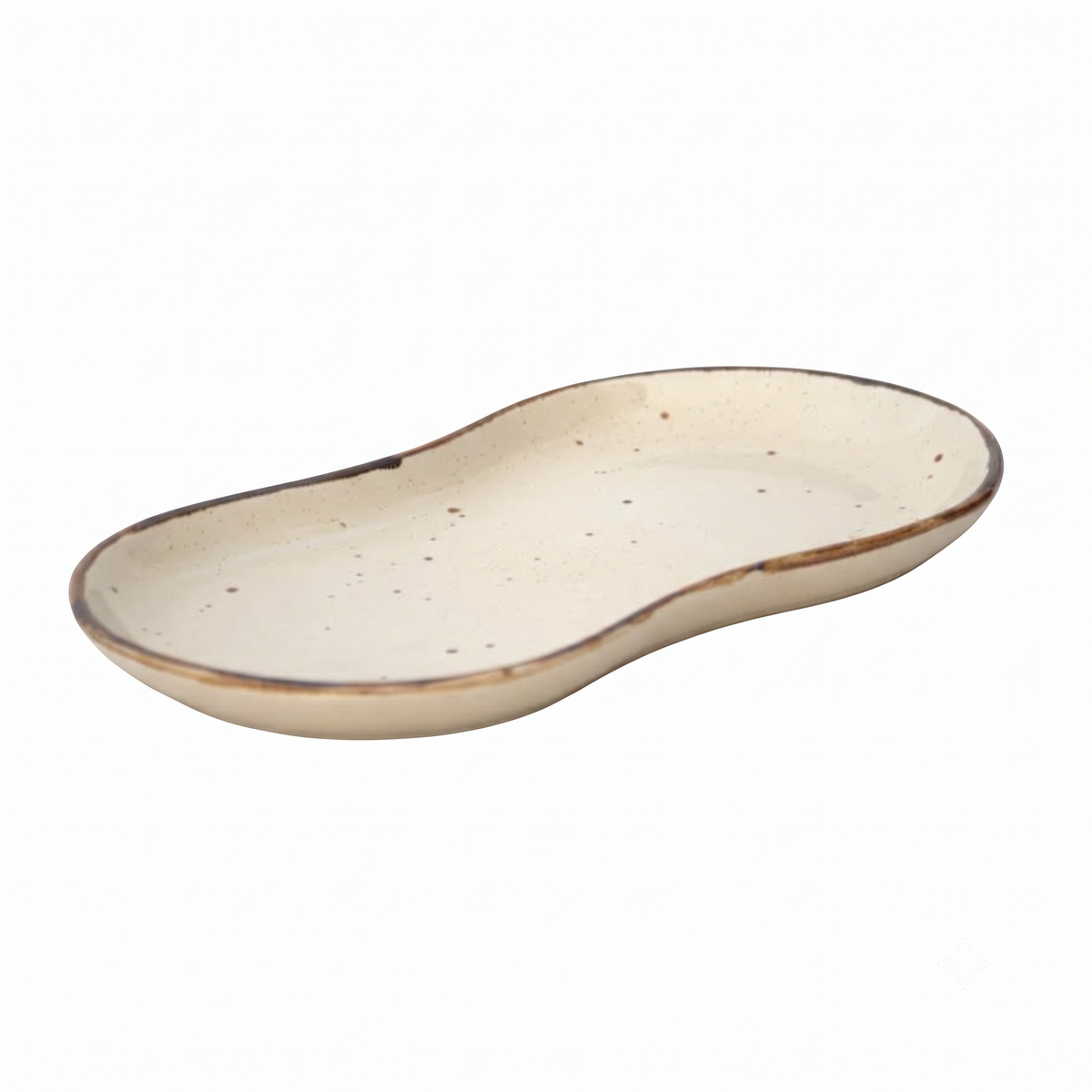 Premium Beige Ceramic Serving Platter – Speckled Finish with Organic Curved Design | 37 × 14.5 × 2.5 cm (DZ)