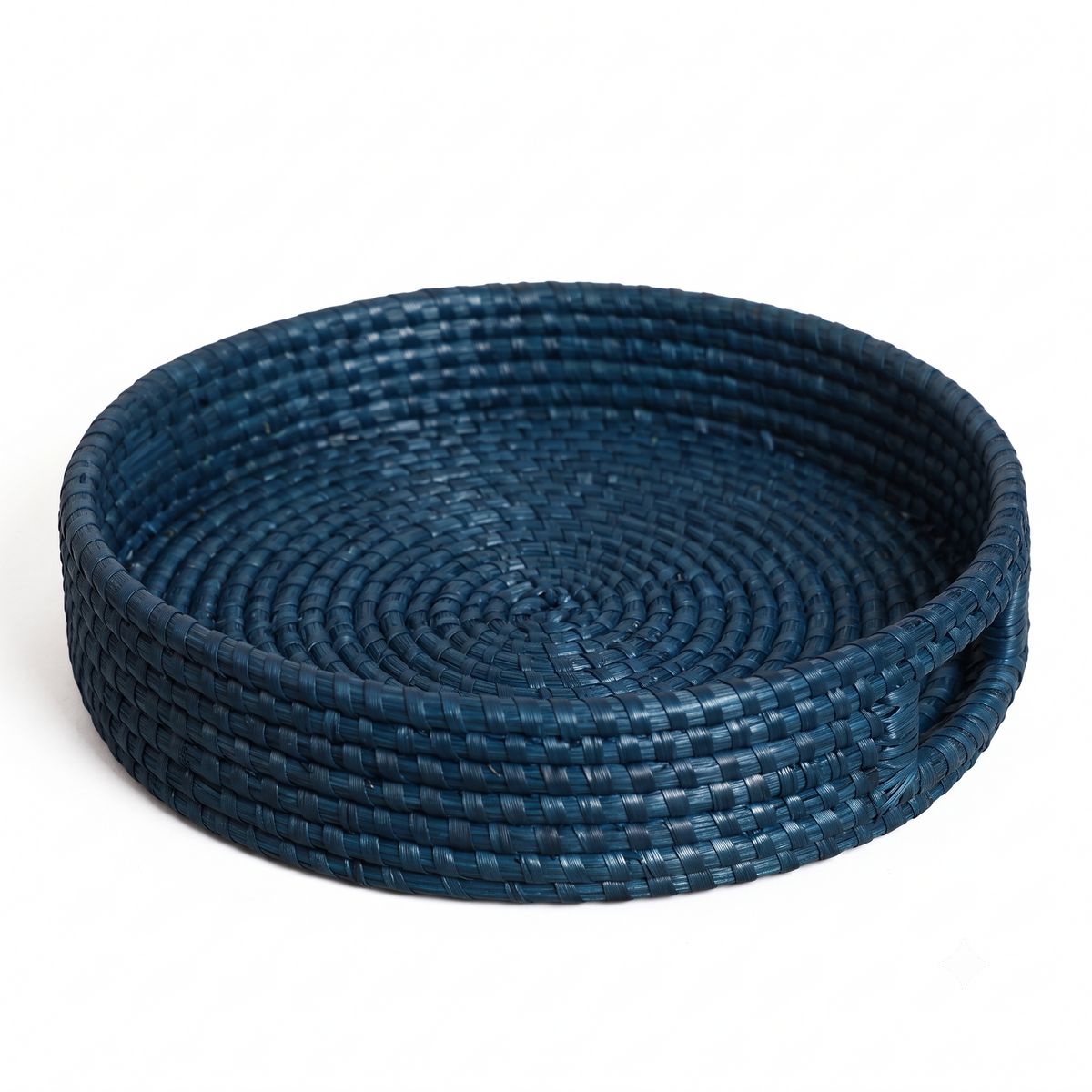 Premium Handwoven Sabai Grass Round Serving Tray with Handles – Eco-Friendly Woven Basket | 10 × 10 × 3 inches (DZ)