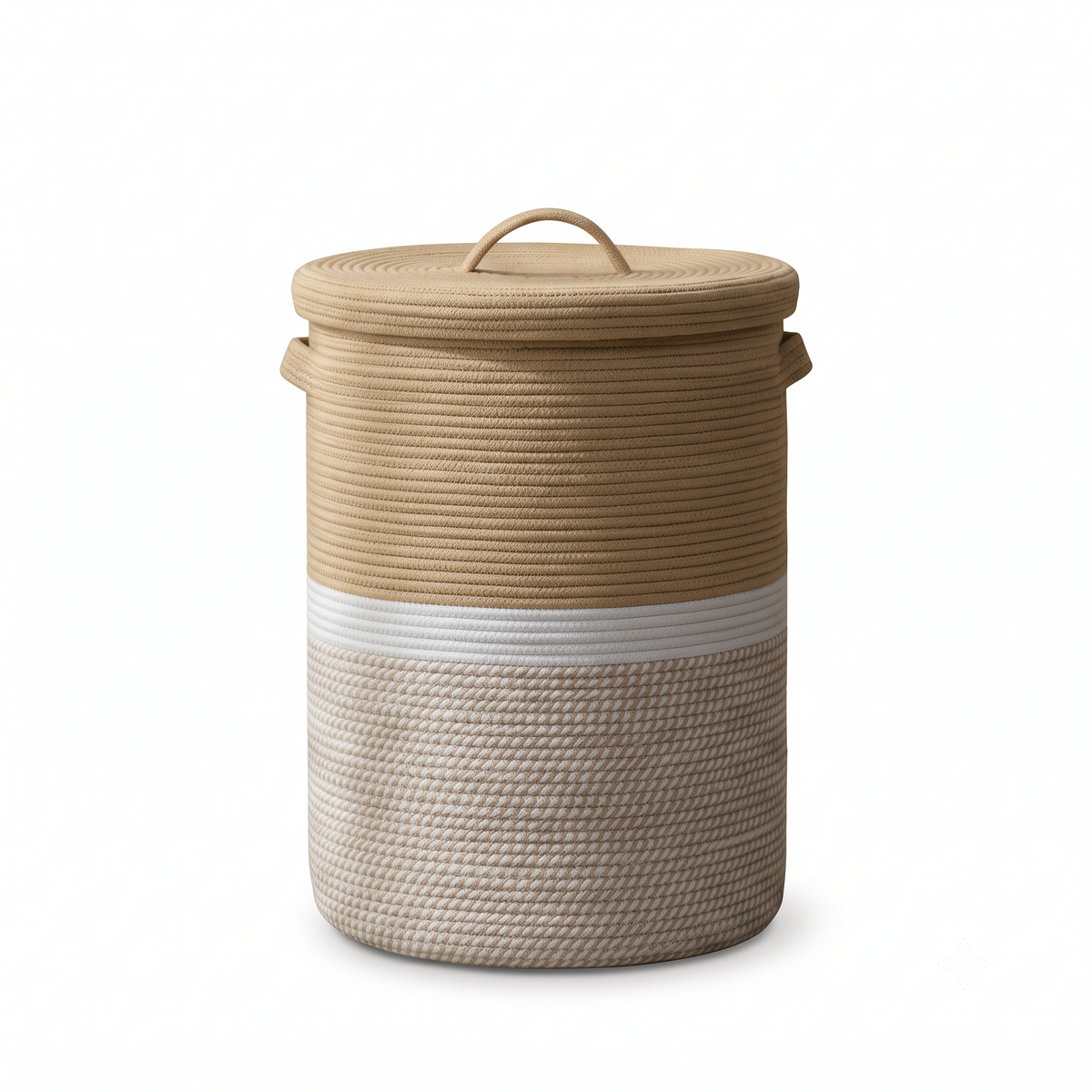 Premium Round Cotton Rope Laundry Basket with Lid & Removable Cloth Liner – Woven Laundry Hamper | 14 × 14 × 20 Inch (DZ)