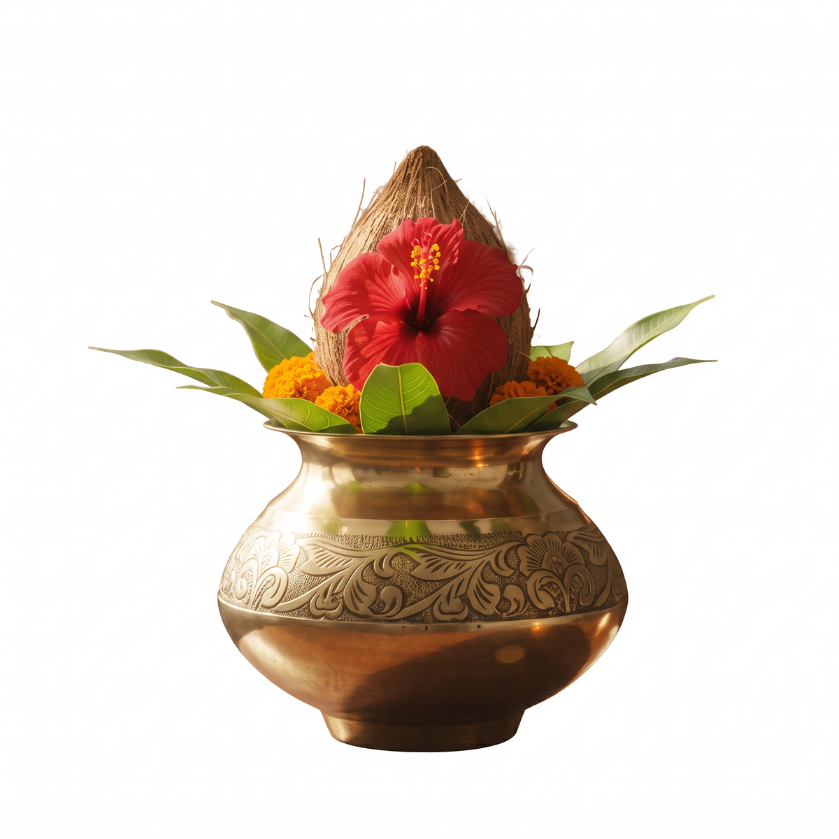Pure Brass Puja Kalash – Pavitram | Golden Pooja Kalash - (DZ)