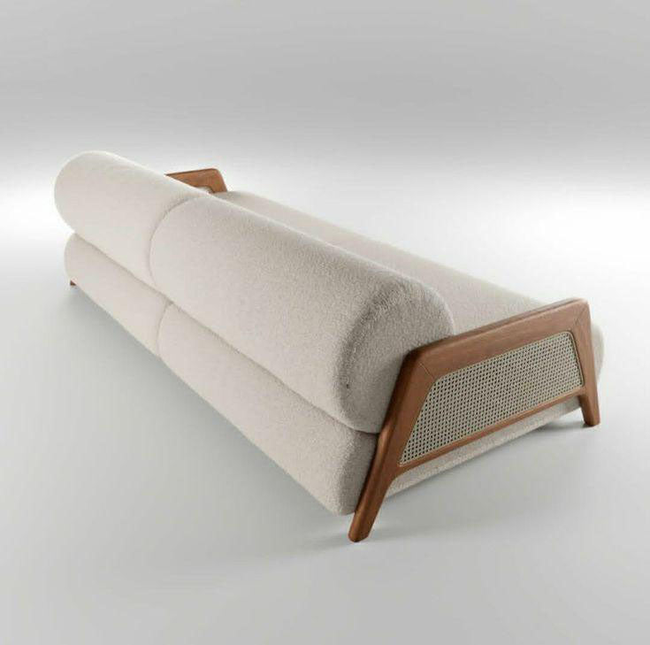 Saffron Bouclé & Woven Cane 3-Seater Sofa (2100mm) - (NO)