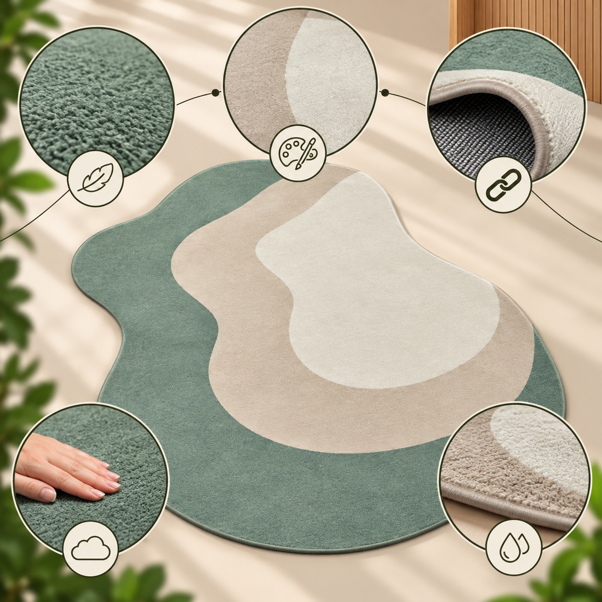 Sage Contour Accent Rug | Flowing Organic Contour Lines (GG)