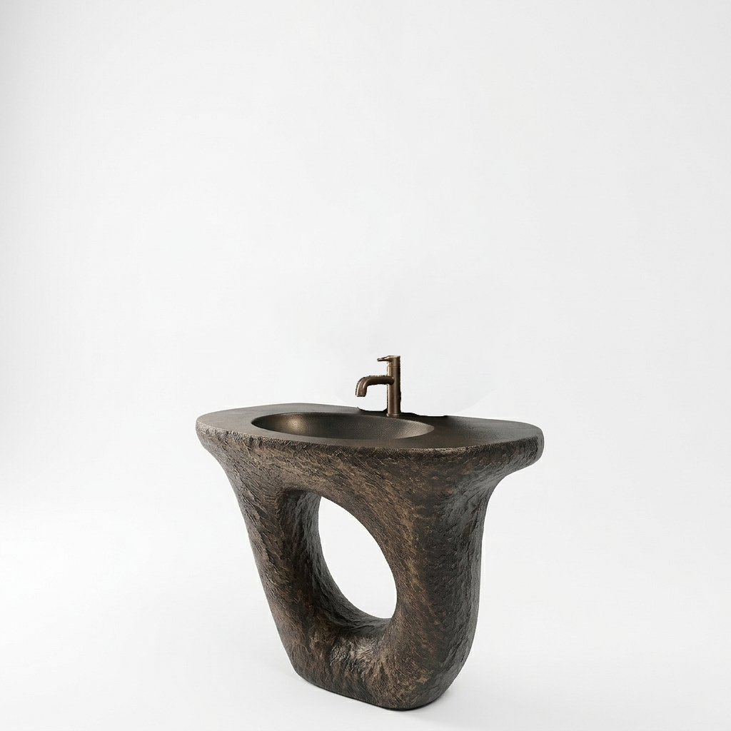 The Jumeria Sculptural Basin | Stone & Wood Collection 1020mm (W) x 480mm (D) x 870mm (H) - (V)