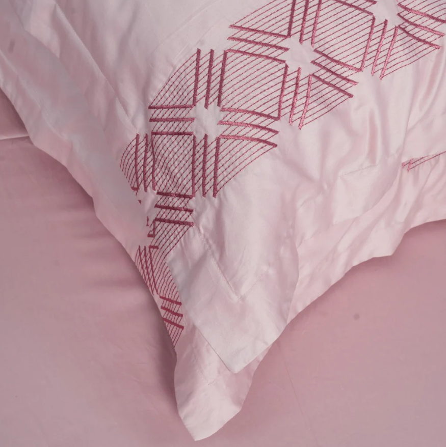 Unicorn Blue Reven (Pink) (400TC) - 100% Cotton King-Size Bedsheet + 2 Pillow Covers