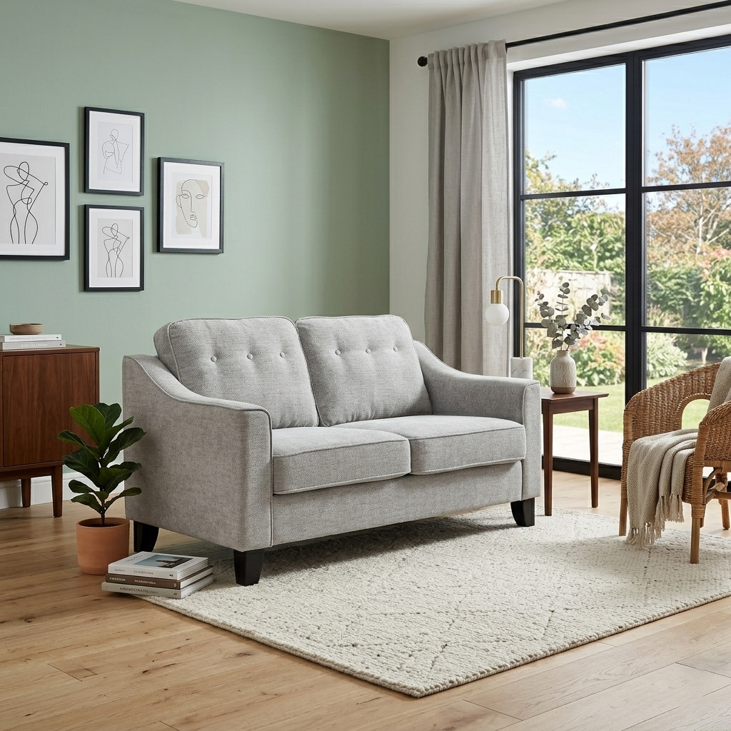Waza Upholstered Fabric 2-Seater Slope Arm Sofa W 148 x D 84 x H 87 cm - (OT)