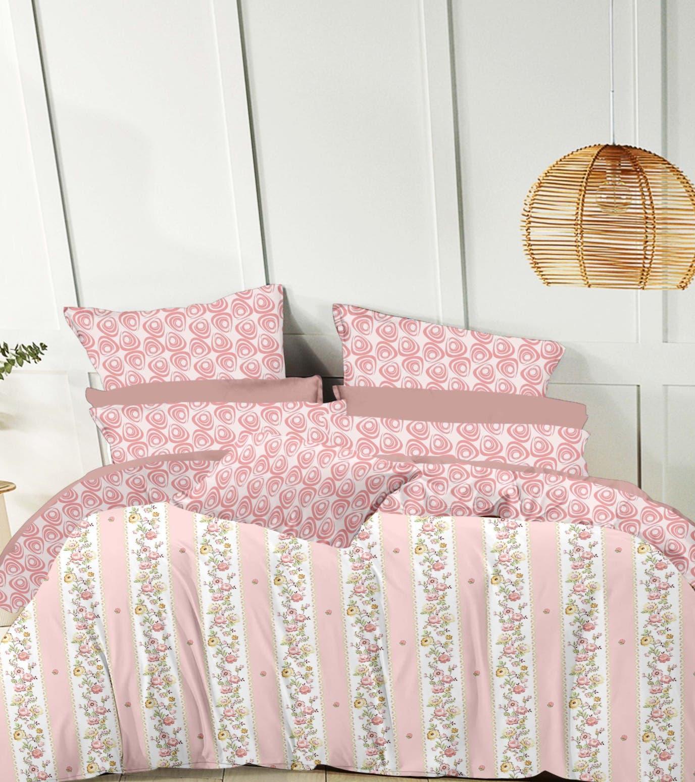 Dreamline Shabby Chic Queen Size Comforter Set - 1 Bedsheet + 2 Pillow Covers + 1 Comforter (BC)