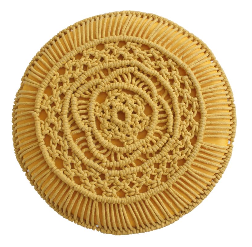Handwoven Macramé Round Ottoman - 16*14 inches (TFB)