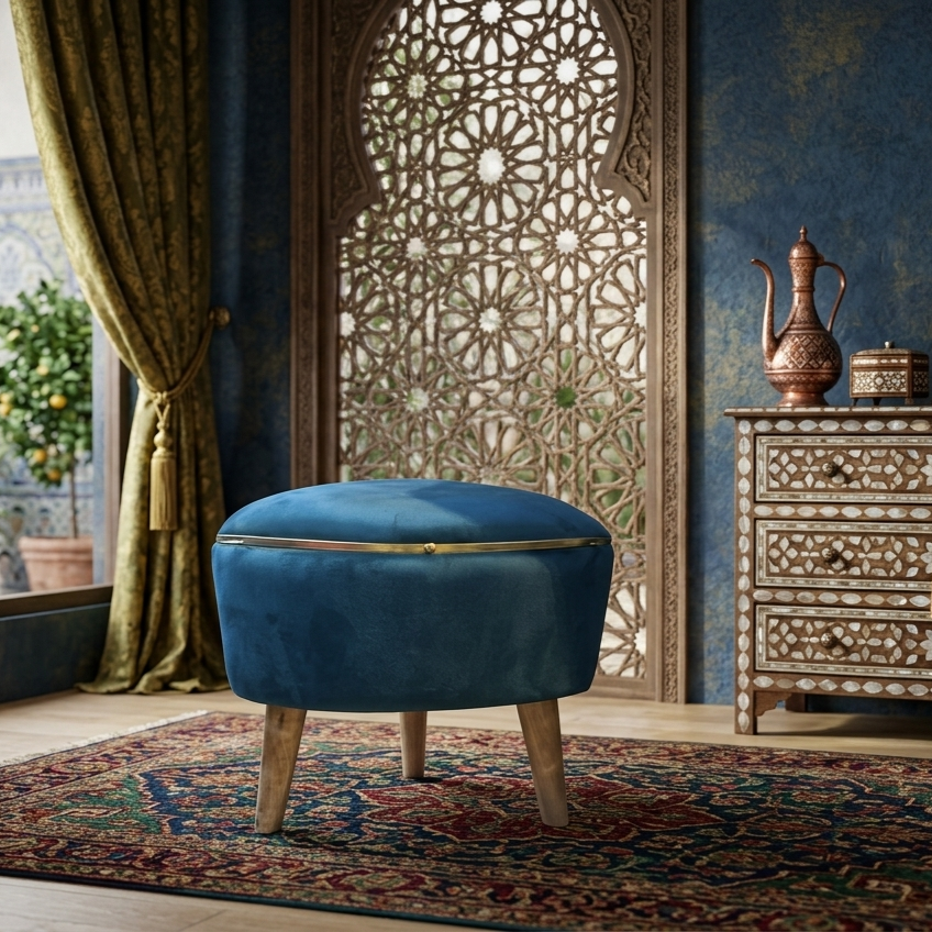 Luxury Velvet Triangular Ottoman - 16*14 inches (TFB)