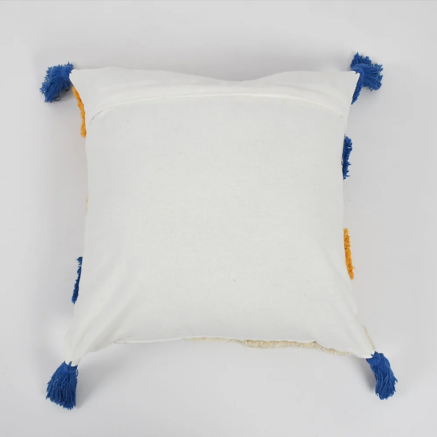 Cobalt Blue & Marigold Accents Hand-Tufted Cushion Covers - 16*16 inches Set of 2 (TFB)