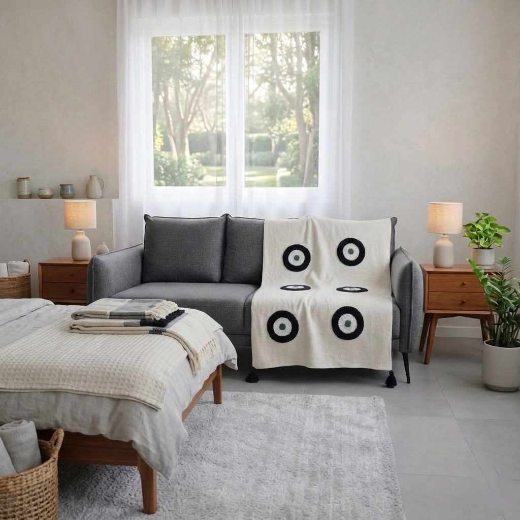 Evil Eye Cotton Throw - 50*60 inches (TFB)