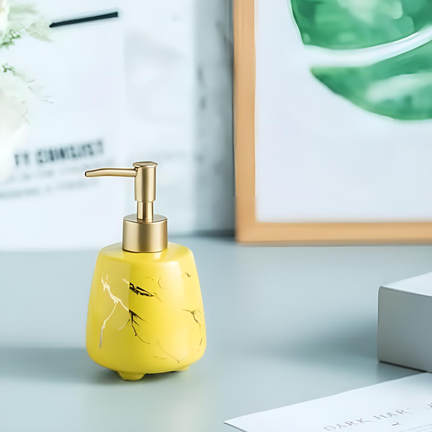 Vibrant Color Marbled Ceramic Soap Dispenser (W)