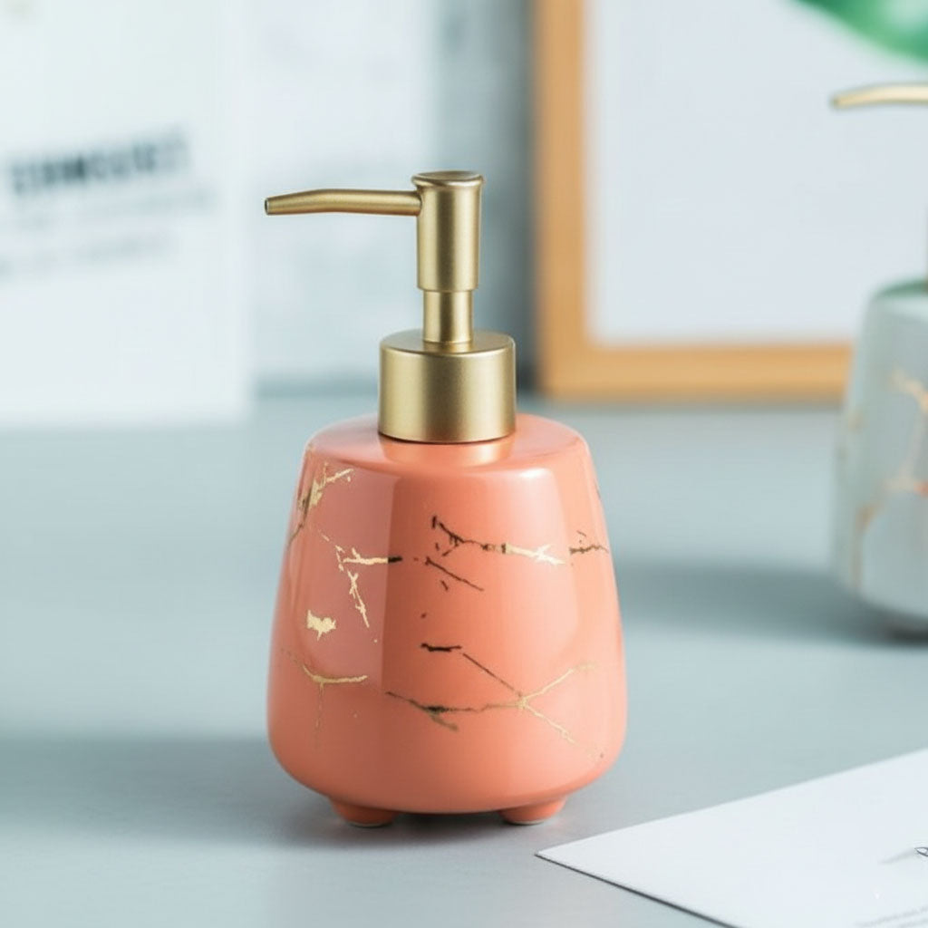 Vibrant Color Marbled Ceramic Soap Dispenser (W)