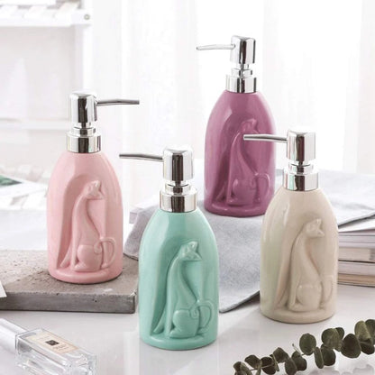 Embossed Cat Ceramic Soap Dispenser (W) Urban Nivasa