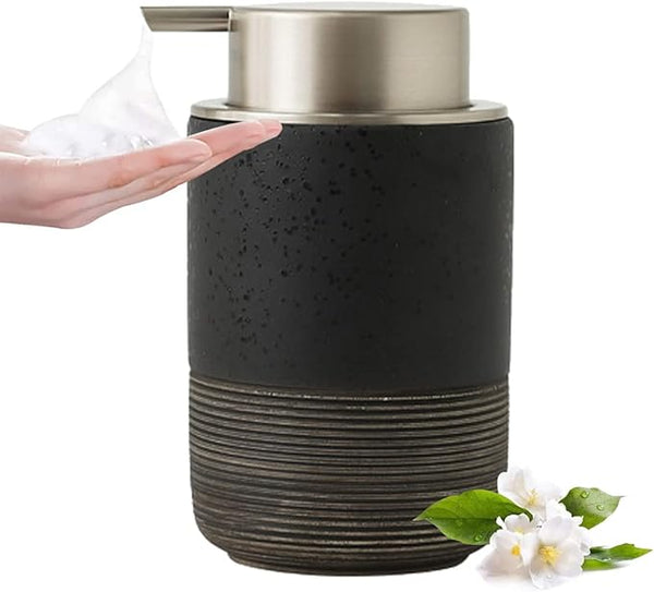 Textured Stoneware Ceramic Soap Dispenser (W)
