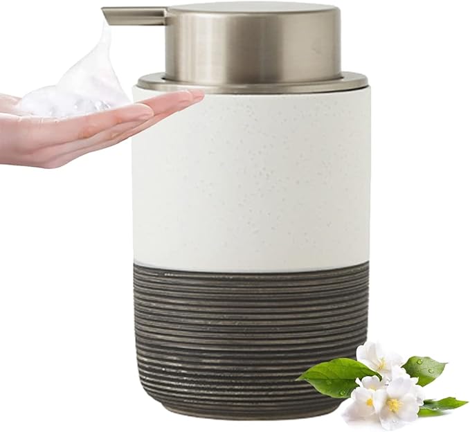 Textured Stoneware Ceramic Soap Dispenser (W)