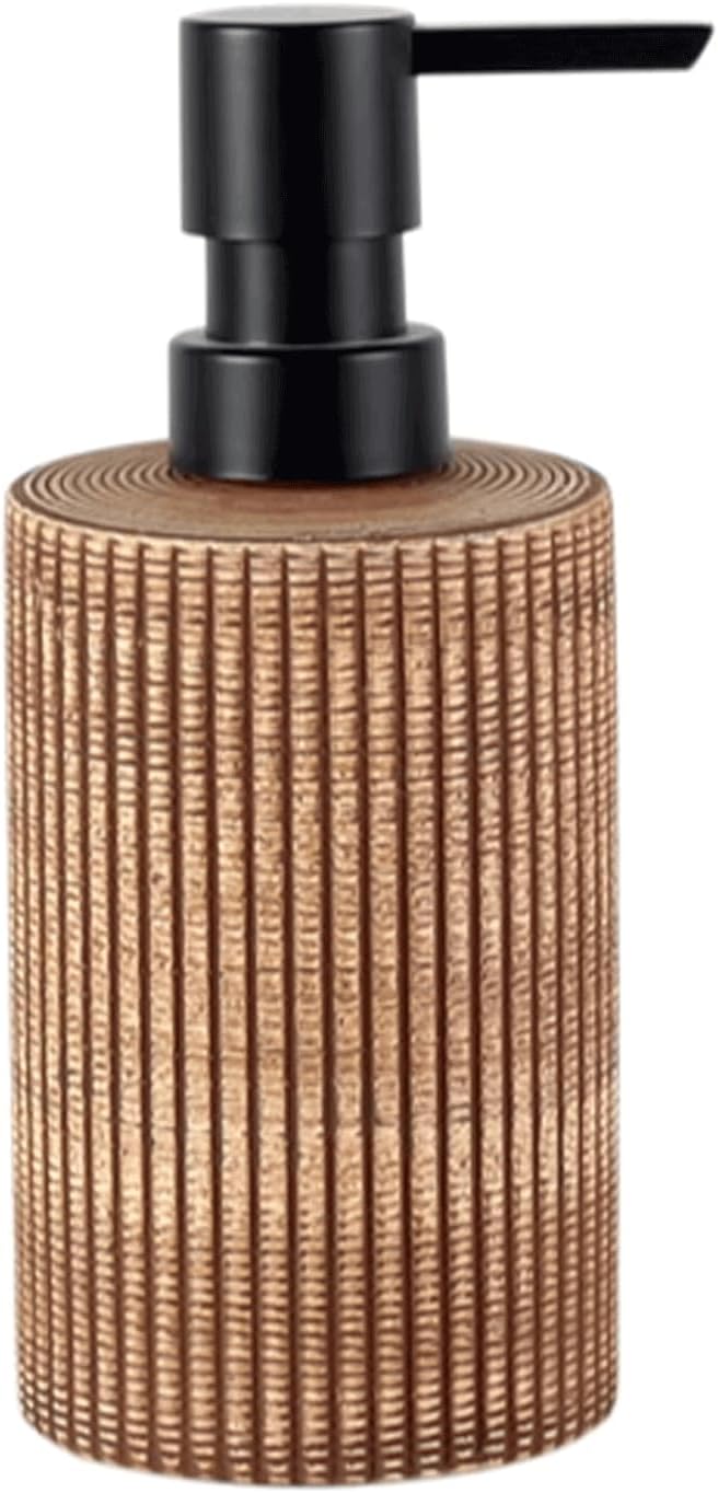 Modern Earthy Ribbed Ceramic Soap Dispenser (W)
