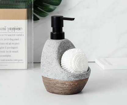 Artisanal Ribbed Textured Ceramic Soap Dispenser (W)