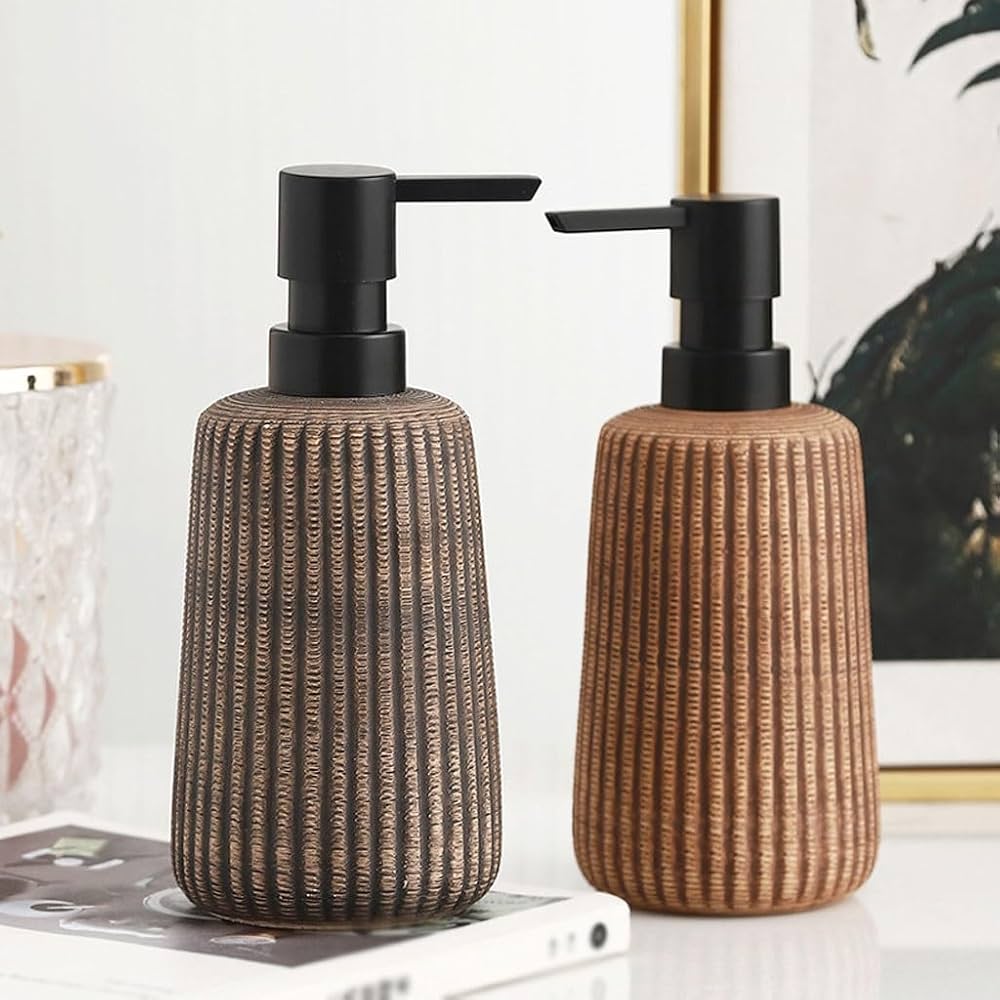 Earthy Ribbed Ceramic Soap Dispenser (W) Urban Nivasa