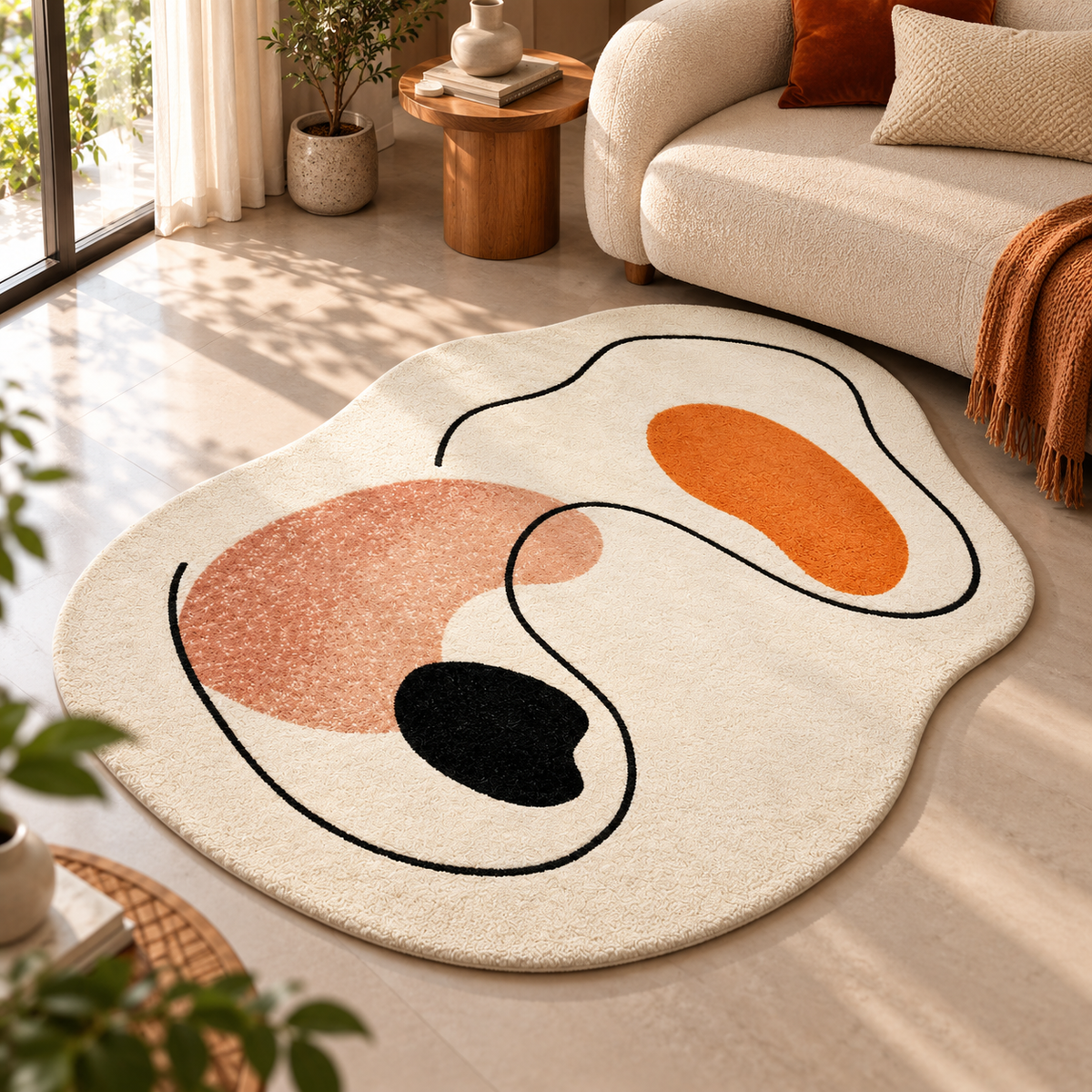 Abstract Harmony Rug | Fluid Abstract Composition with Flowing Lines (GG)