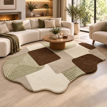 Abstract New Zealand Wool Rug | Geometric & Organic Abstract Pattern (GG)