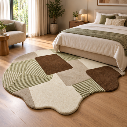 Abstract New Zealand Wool Rug | Geometric & Organic Abstract Pattern (GG)