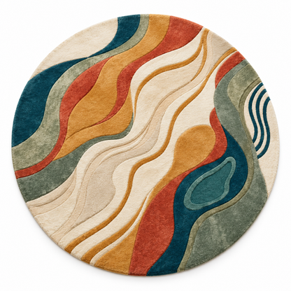 Abstract Organic Swirl Round Rug | Fluid Swirl Pattern (GG)