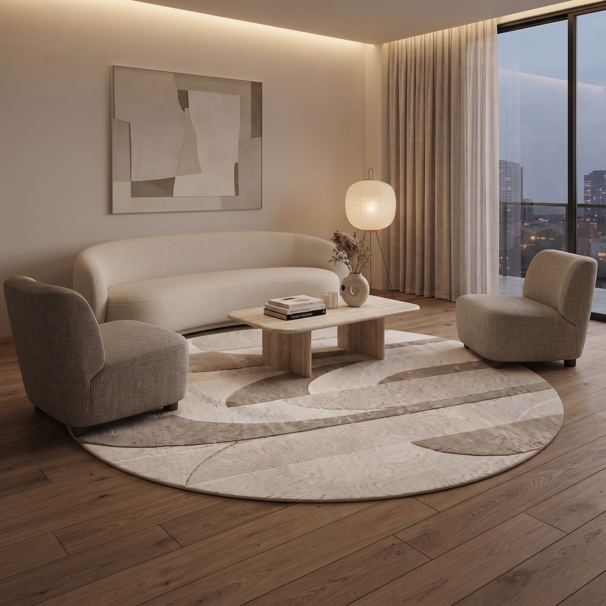 Abstract Organic Wool Rug | Flowing Abstract Organic Silhouette (GG)