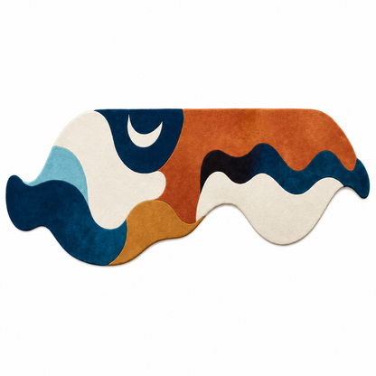 Abstract Wave New Zealand Wool Rug | Flowing Abstract Wave & Sculptural Shapes (GG)
