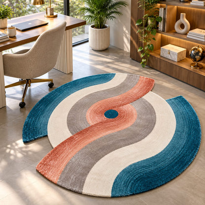 Abstract Wave Rug | Flowing Curved Wave Pattern with Organic Shape (GG)