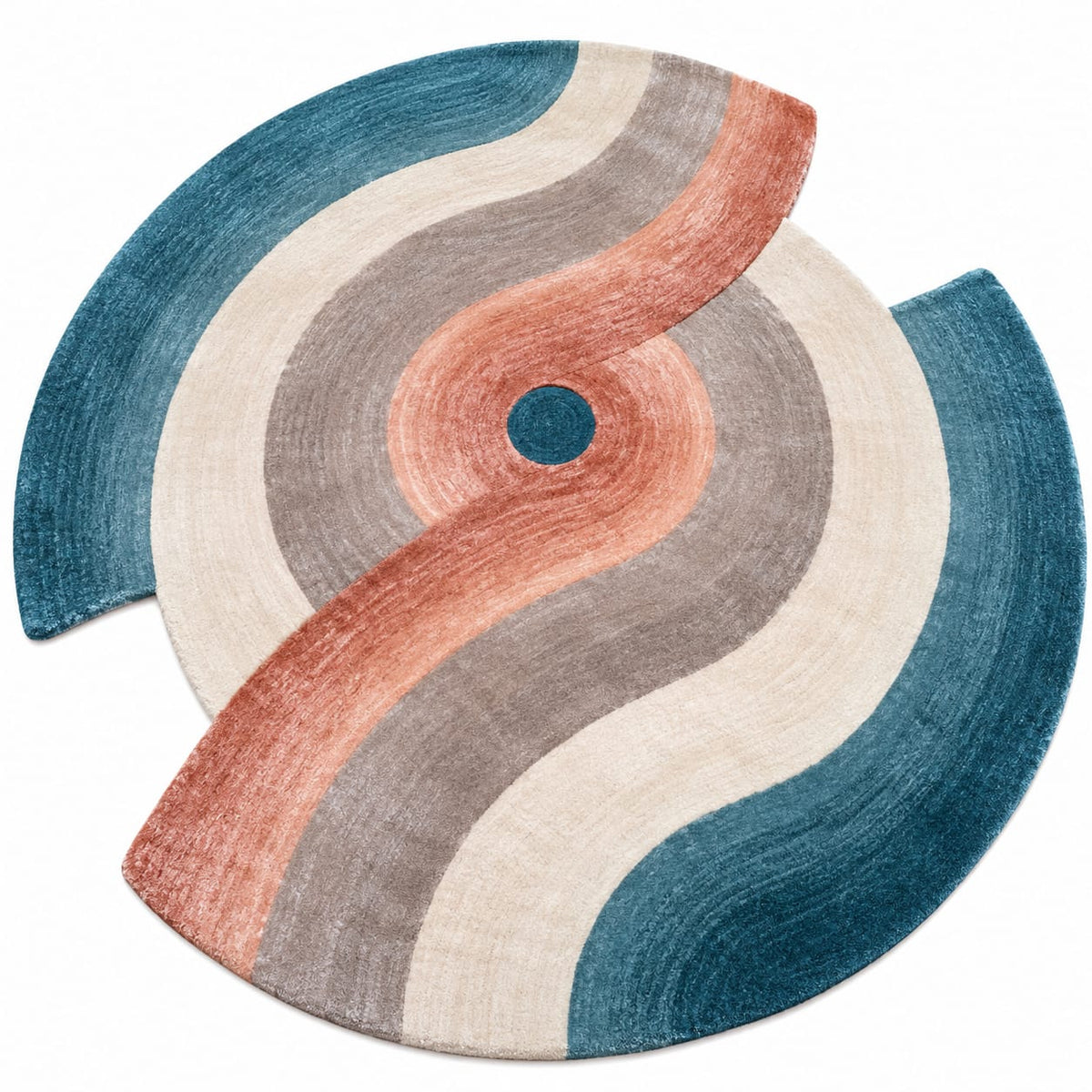 Abstract Wave Rug | Flowing Curved Wave Pattern with Organic Shape (GG)