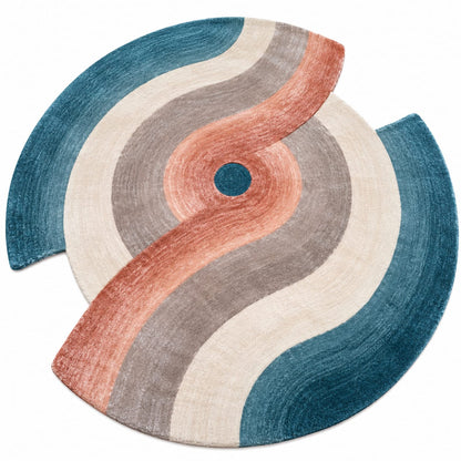 Abstract Wave Rug | Flowing Curved Wave Pattern with Organic Shape (GG)
