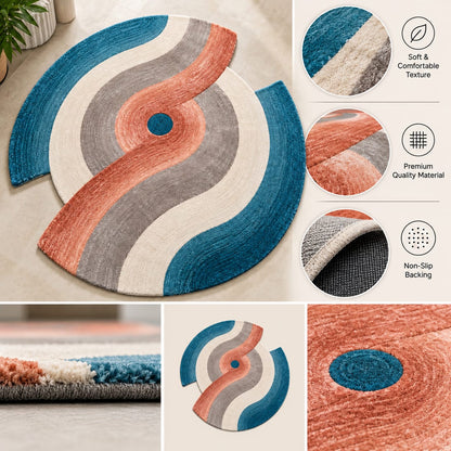 Abstract Wave Rug | Flowing Curved Wave Pattern with Organic Shape (GG)