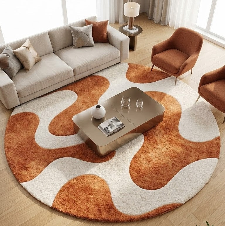 Abstract Wavy Wool Rug | Fluid Abstract Wavy Pattern (GG)