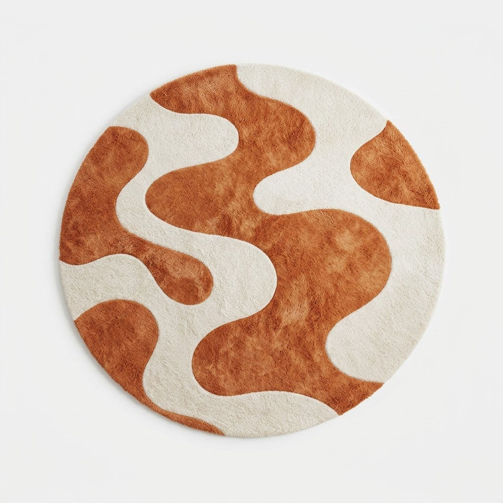Abstract Wavy Wool Rug | Fluid Abstract Wavy Pattern (GG)