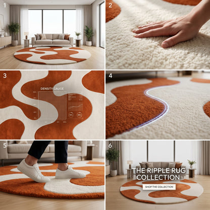 Abstract Wavy Wool Rug | Fluid Abstract Wavy Pattern (GG)