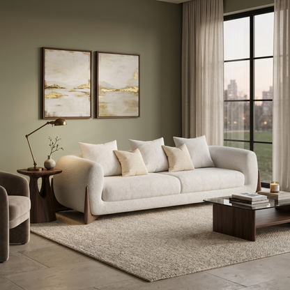 Arden Rounded-Track Bouclé 3-Seater Sofa (2100mm) - (NO)
