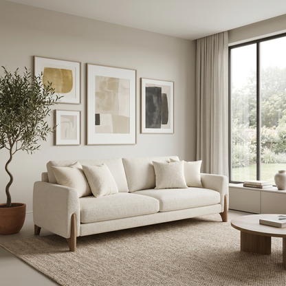 Arden Rounded-Track Bouclé 3-Seater Sofa (2100mm) - (NO)