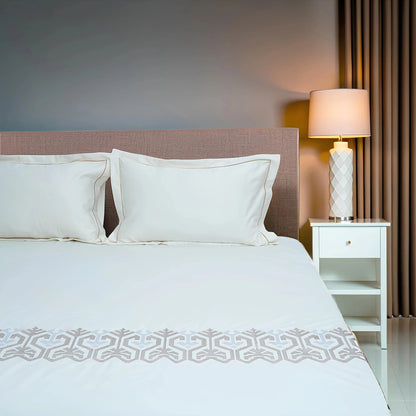 Art Cream Blossom (400 TC) - 100% Cotton King-Size Bedsheet + 2 Pillow Covers - Urban Nivasa