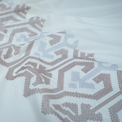 Art Cream Blossom (400 TC) - 100% Cotton King-Size Bedsheet + 2 Pillow Covers - Urban Nivasa