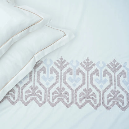 Art Cream Blossom (400 TC) - 100% Cotton King-Size Bedsheet + 2 Pillow Covers - Urban Nivasa