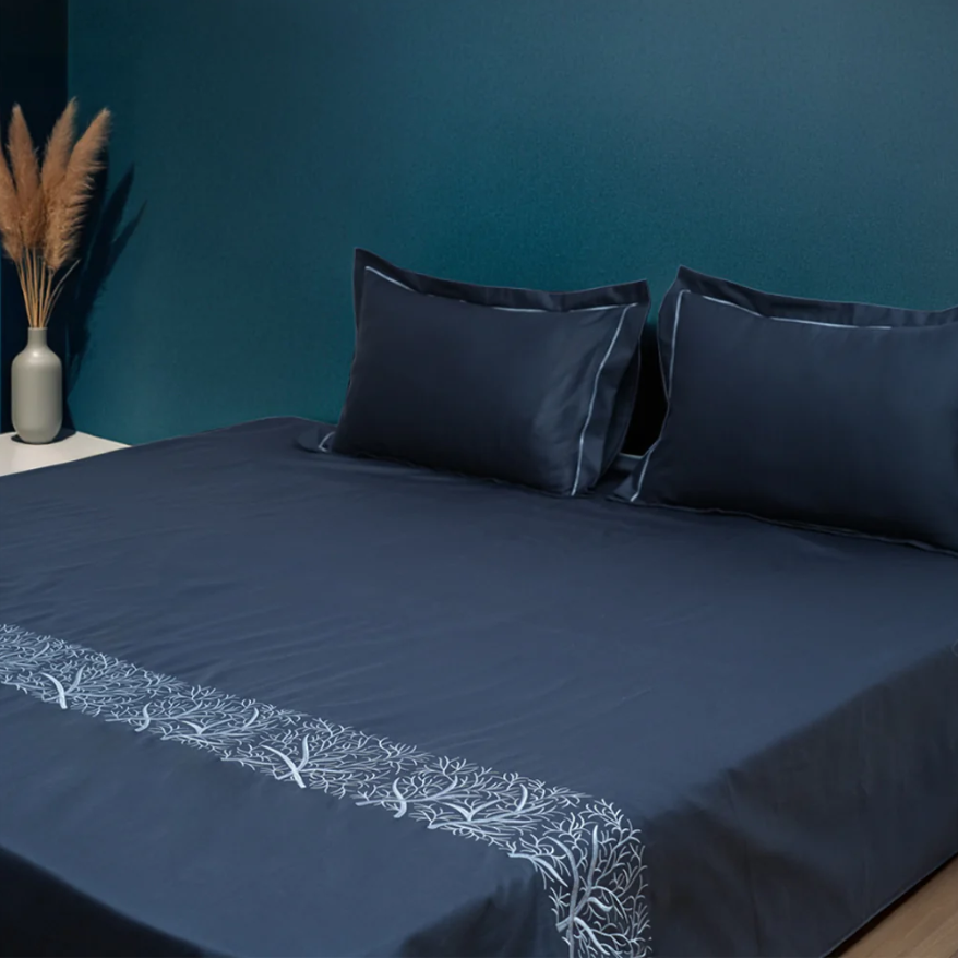 Art Noir Botanica (400 TC) - 100% Cotton King-Size Bedsheet + 2 Pillow Covers