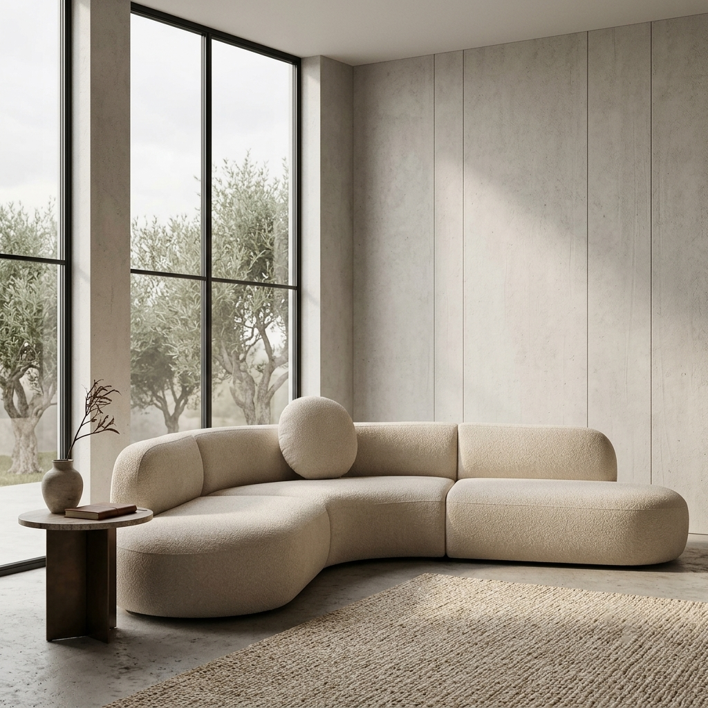 Aurelia Curved Bouclé Corner Sectional Sofa (2400mm x 2400mm) - (NO)